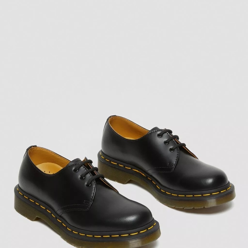 Dr. Martens Black Oxford Shoes with Yellow Stitching